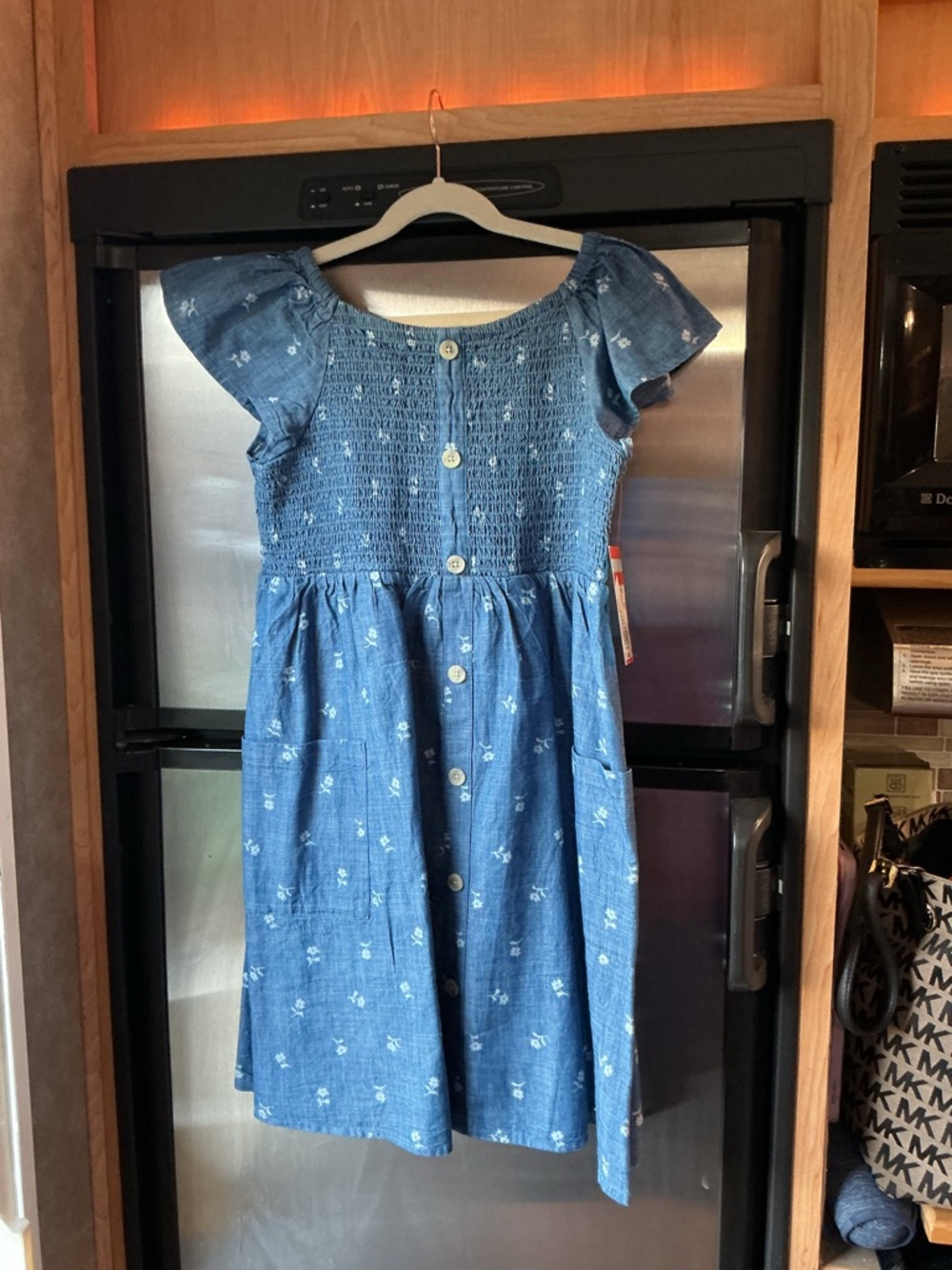 Cat & Jack Blue Floral Button-Front Smocked Dress